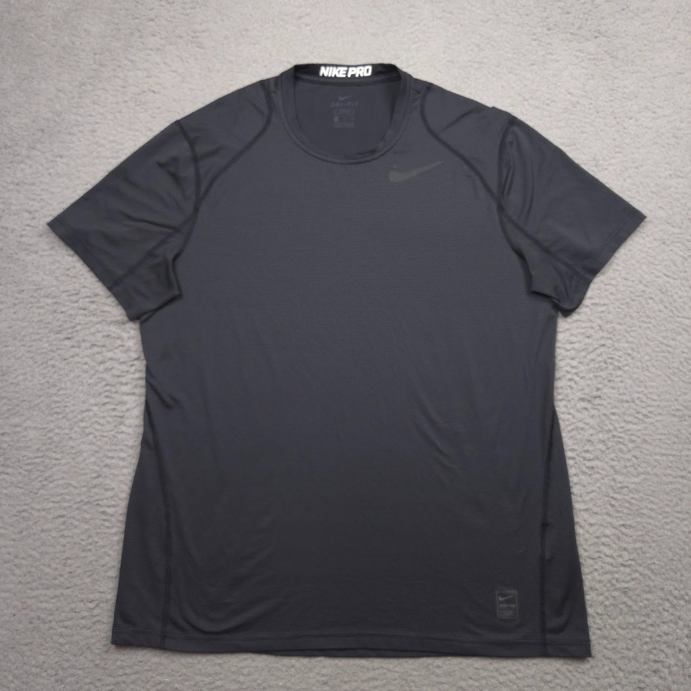 Nike Pro Dri-FIT Workout Tee Men XL Black Fitted Striped Fitted Performance